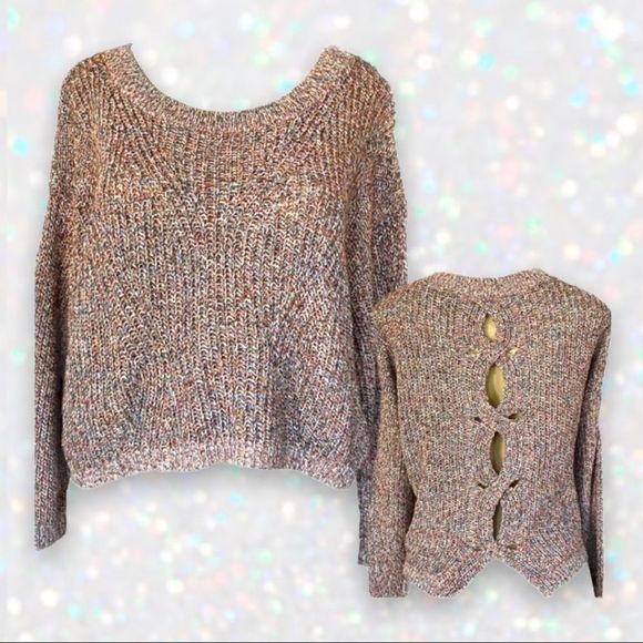 Express Multicolor Knit Twist Keyhole Back Sweater ** EUC ** - Picture 1 of 5